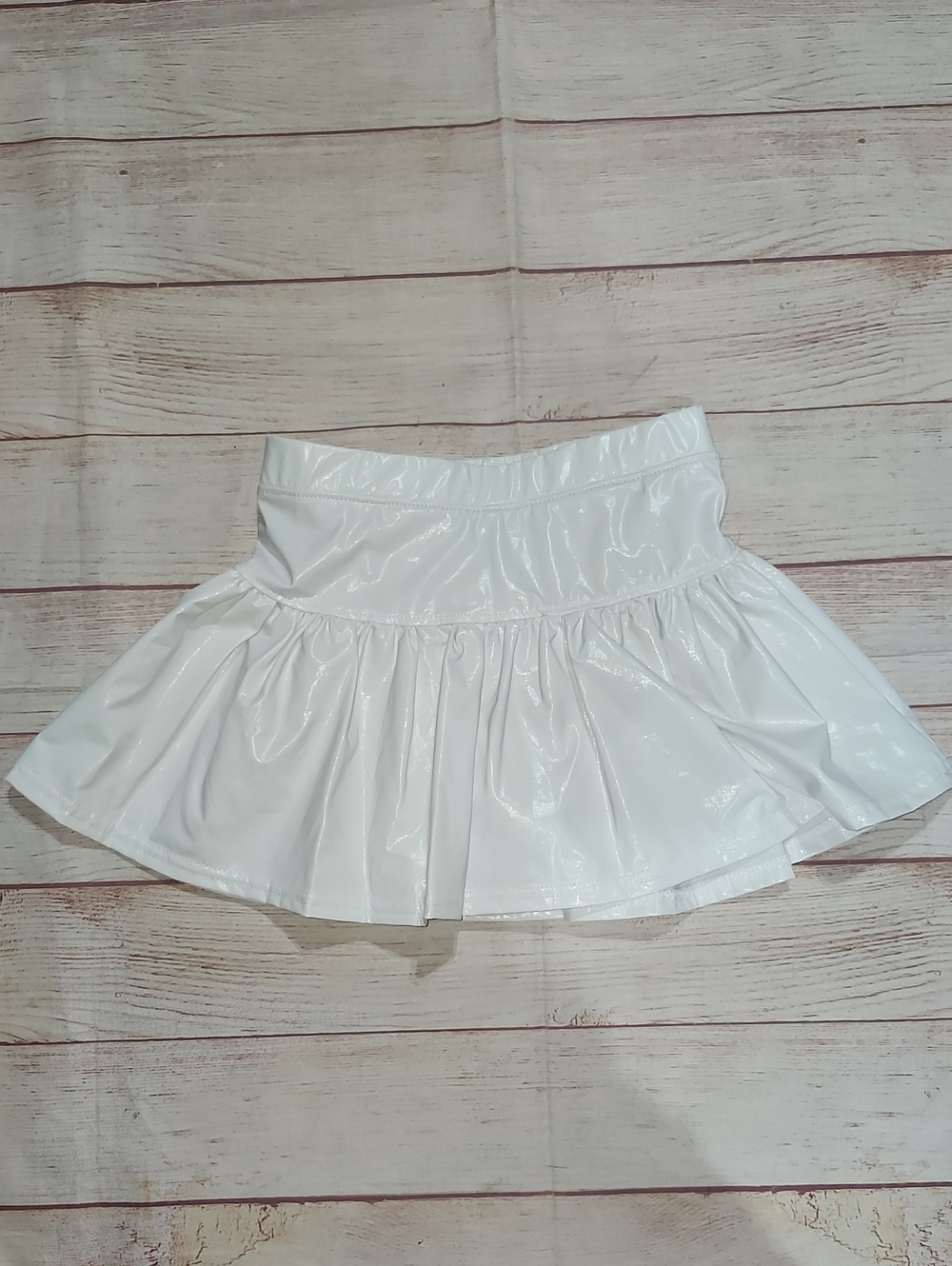 Azarhia Girls White Shiny Flared Skort